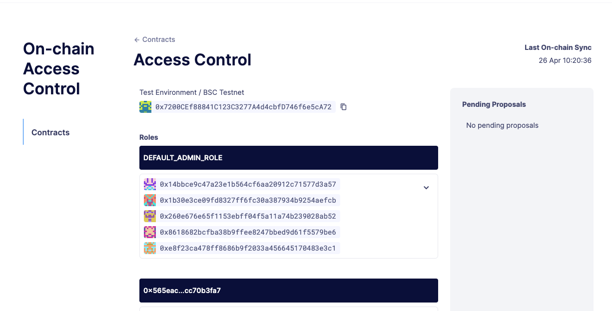 Access control contract page