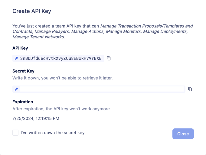 Manage Team API Key