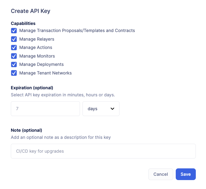 Manage Create Team API Key