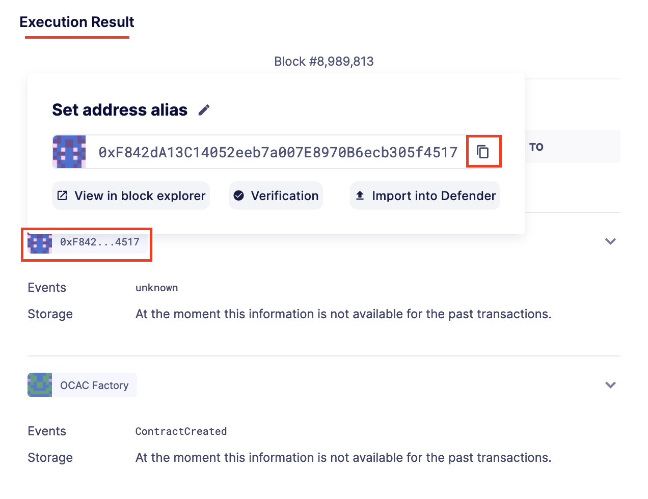 Transaction Proposal copy address