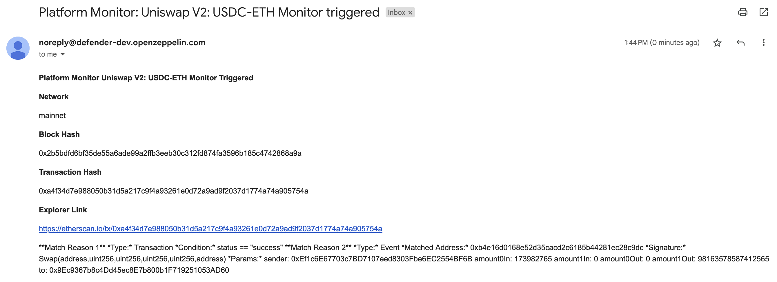 Monitor Telegram alert