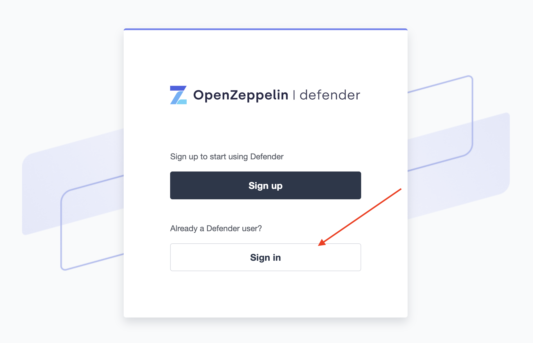 Go to Defender’s sign in page to trigger the password reset workflow