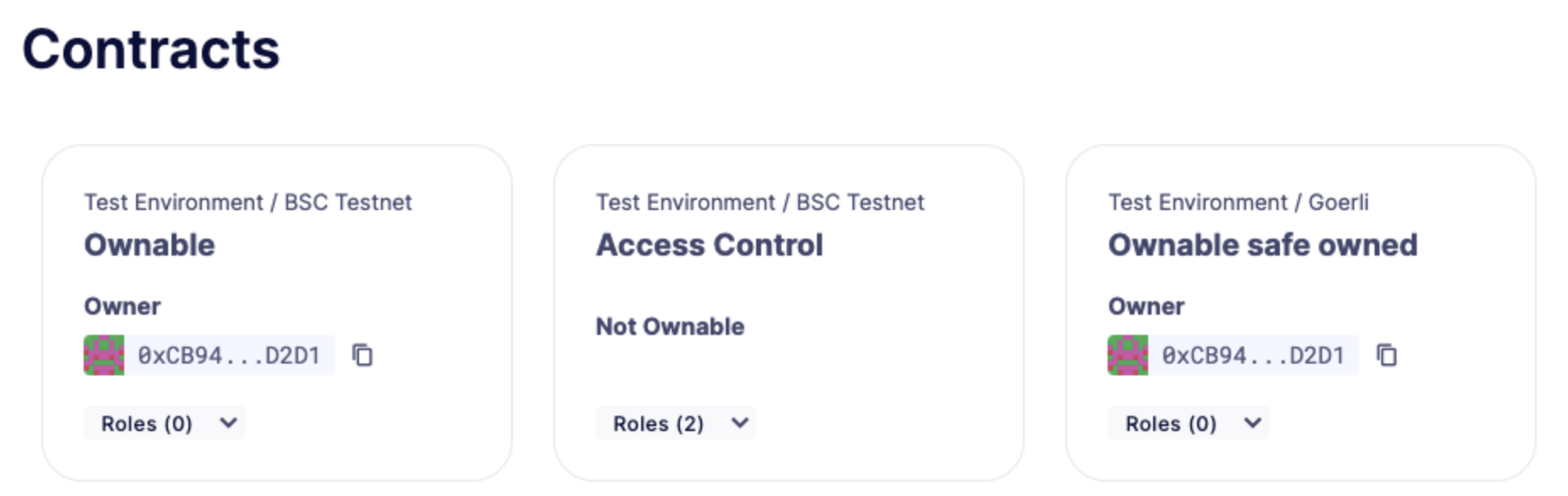 Access control main page