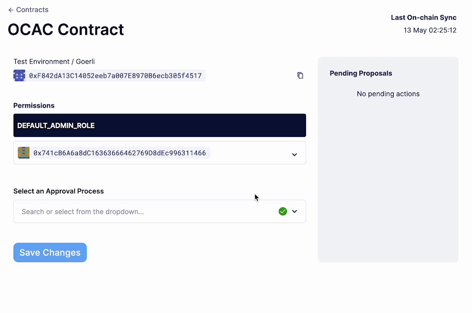 Access Control page of contract add role
