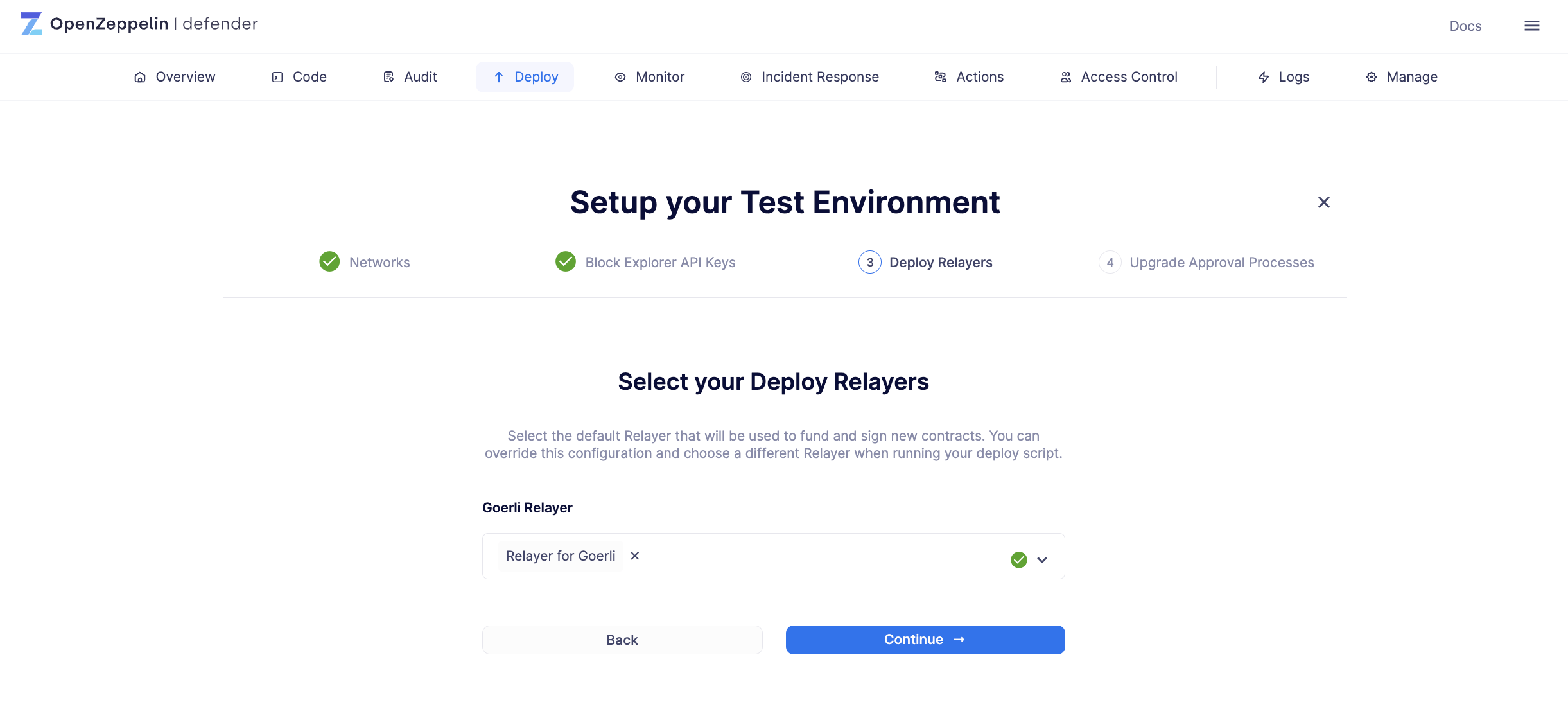 Deploy block relayer wizard