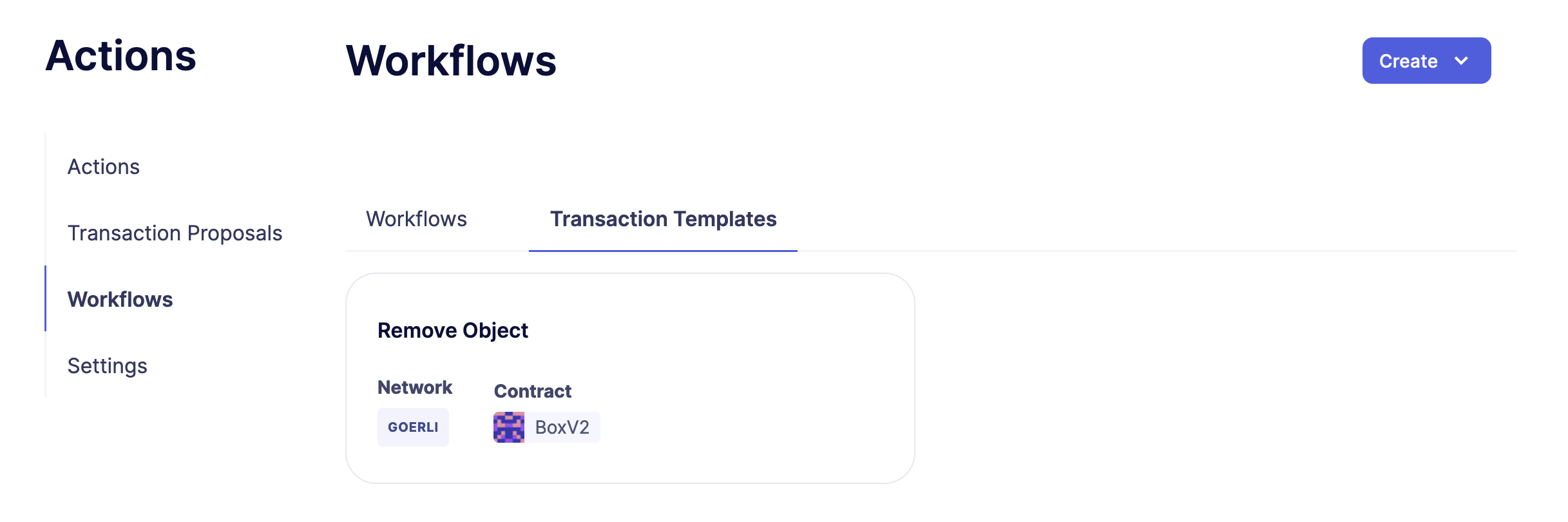 Workflow page with Transaction Template