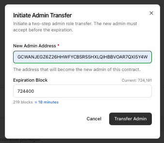 Admin Transfer Initiation